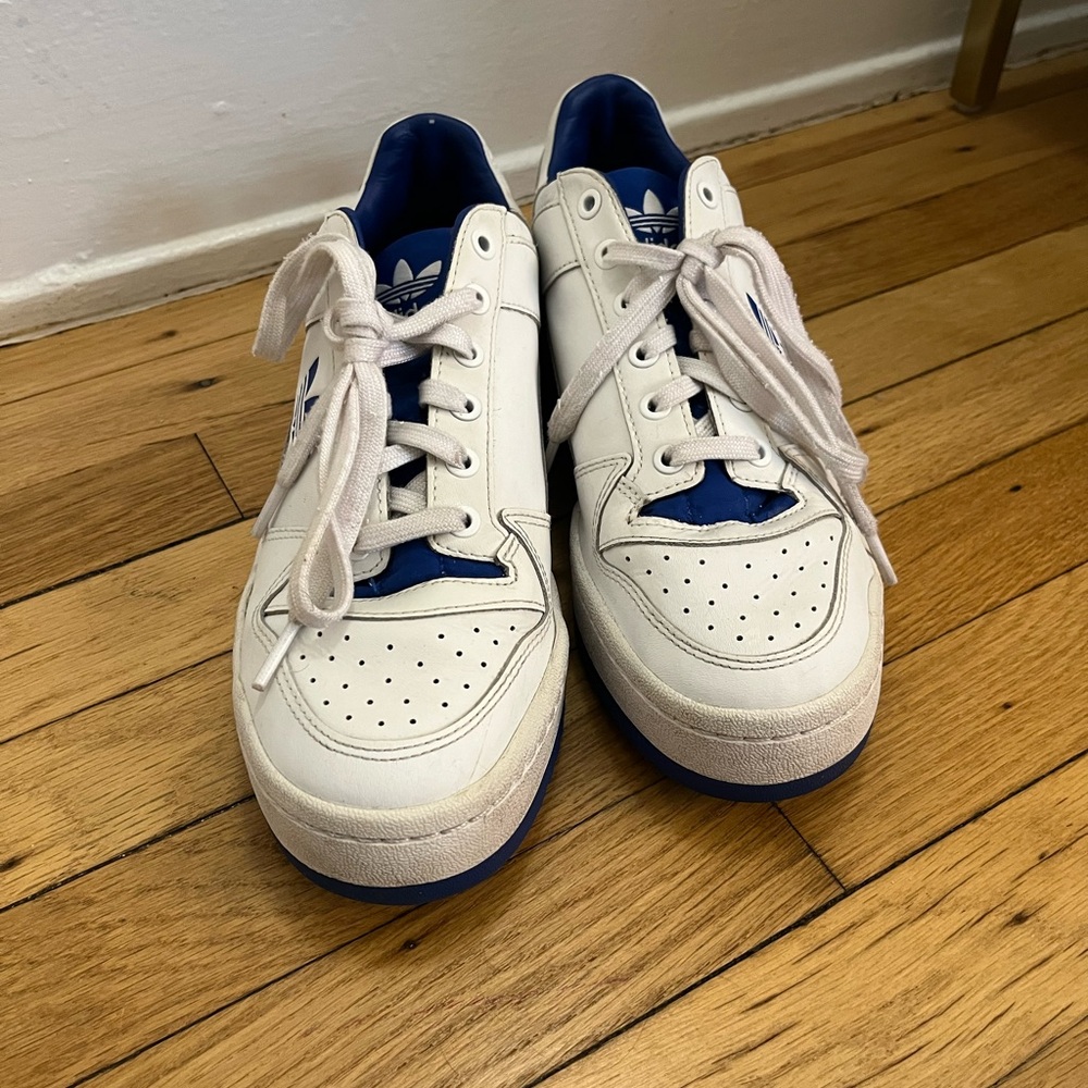 Adidas Women’s White and Blue Sneakers